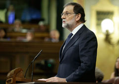 El Presidente Mariano Rajoy durante el Pleno del Congreso de los Diputados para informar sobre la situación en Cataluña