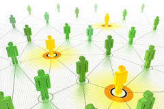 La autorregulación como herramienta para un internet saludable Muñequitos de color verde y amarillos conectados entre sí.