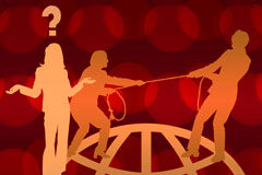 ¿Qué interfiere nuestra independencia? Tres siluetas, dos de ellas forcejeando