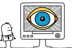 Delinquir por internet El dibujo de un ordenador y en la pantalla un ojo azul