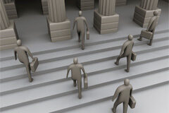 Por qué es difícil llegar a ser abogado Personas grises subiendo escaleras