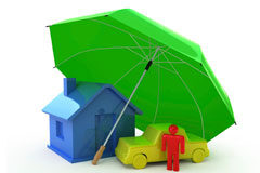 Las pólizas de inversión y ahorro, conocidas en la práctica como unit link, vuelven a estar en el punto de mira de reguladores y Tribunales Una casita, un coche y un muñequito debajo de un paraguas.