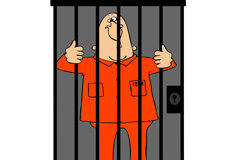 Crónica Penitenciaria El dibujo de un preso vestido con mono naranja en una celda