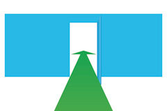 Por no ser accesible, perdí el asunto y quizá el cliente Dibujo de una puerta abierta y una flecha verde saliendo