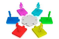 El fomento de la integración de cooperativas y otras entidades asociativas de carácter y otras entidades asociativas de carácter agroalimentario Muñequitos de colores sobre piezas de puzzle