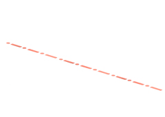 Sobre un fondo blanco un raya roja formada por guiones y puntos grandes