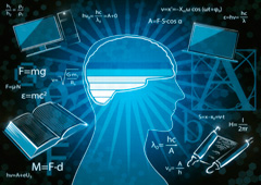 Silueta con un cerebro recargándose