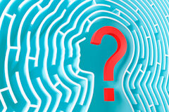 Cuando interrogues, ¡nunca te rindas! Una silueta con un interrogante rojo