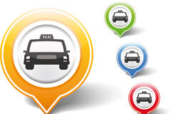 Cabify, un nuevo quebradero de cabeza para el taxi Dibujo de un taxi en un círculo