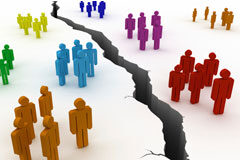 ¿Podemos permitirnos no tener un plan de continuidad? Muñequitos de colores divididos por una grieta.