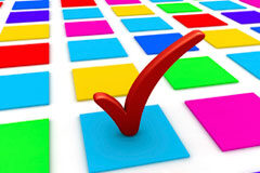 2011-2012: decálogo para ser mejores abogados Cuadraditos de colores y un signo rojo de válido.