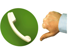 Símbolo del whatsapp y un pulgar hacia abajo Símbolo del whatsapp y un pulgar hacia abajo