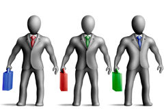 Responsabilidad concursal del administrador de hecho o de derecho. Quo vadis? 3 muñecos y cada uno de ellos con un maletin de diferente color