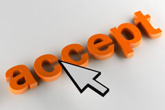 No he leído y acepto la política de privacidad El puntero del ordenador en la palabra 'accept'