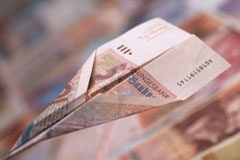 Las compañías aéreas y los servicios de tarificación adicional Un avión hecho con un billete.