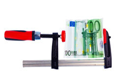 Crisis económica y mantenimiento de los contratos Billete de 100 euros estrujado