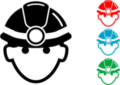 Cabezas con cascos de colores Cabezas con cascos de colores