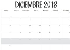 Calendario diciembre 2018