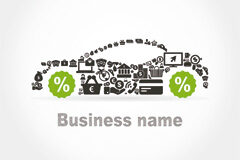 Tributación del uso del vehículo de empresa por el empleado Imagen de un coche hecho con diferentes iconos