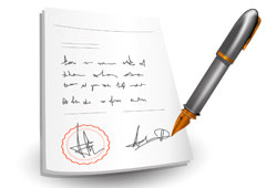 documento y bolígrafo