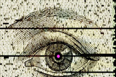 Data protection: a new penalty regime in spain? Dibujo de un ojo con la pupila rosa.