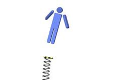 ¿Realmente ha desaparecido el despido exprés con la reforma laboral? un muelle rebota hacia arriba a un muñeco azul