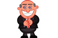 Delito de perjuicio de parte y cobro indebido de honorarios por abogados Dibujo de una persona con el símbolo del euro por ojos