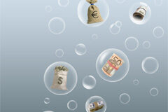 De la malversación de fondos Dinero metido dentro de burbujas