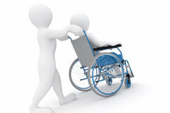 Las empresas que incumplan con el 2% de puestos de trabajo para personas con discapacidad no podrán contratar con la Administración Muñeco empujando silla de ruedas con otro muñeco