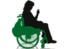 Silueta de una mujer en silla de ruedas
