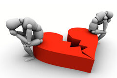 Los 10 mandamientos del divorcio Corazón roto con dos muñecos