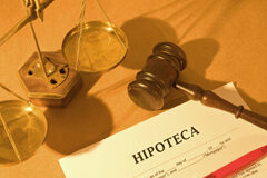 Realidad jurídica de la popular “dación en pago” Un documento donde se ve el título de 'Hipoteca' con la balanza de la justicia