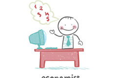 El economista como administrador concursal. Condiciones para aprovechar las ventajas del procedimiento Dibujo de un economista en su mesa de trabajo