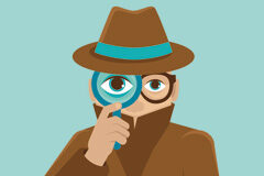 La prueba del fraude laboral y la actuación judicial Dibujo de un espía