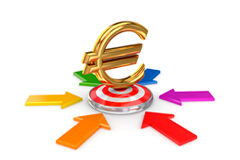 La ventaja fiscal de la reforma laboral Símbolo del euro rodeado de flechas de colores