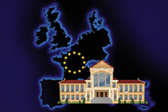 De la Serna reivindica el papel de las entidades locales en las políticas comunitarias ante las próximas europeas Foto de un ayuntamiento sobre un mapa de Europa