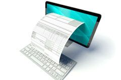 ¿Es FACe un modelo a importar para implantar la Ley 39/2015? Imagen de una factura saliendo de una pantalla de ordenador