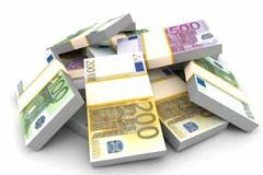 Productos financieros X: las SICAV Fajos de distintos billetes de euros apilados