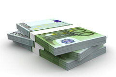 La crisis de la financiación y de la contratación bancaria 3 fajos de billetes de 100 euros apilados