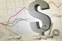 Productos Financieros VIII: Bonos Convertibles Contingentes o COCOs Un gráfico, el signo del dinero y signos del tanto por ciento (%)