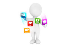 Herencia digital: ¿qué ocurre con nuestro contenido digital cuando fallecemos? Muñequito con símbolos de aplicaciones