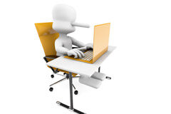 Injurias vertidas en Internet: Derecho al honor vs la libertad de expresión Muñequito frente a un portátilo con la nariz alargada