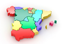 Mapa de España con las CCAA en color