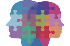 La figura del Mediador en la Mediación online Dos cabezas opuestas hechas con piezas de puzzle