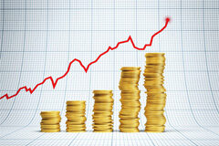 Las Plataformas de Financiación Participativa: su diferenciación de las entidades de crédito Gráfico con flecha roja ascendente y montoncitos de monedas