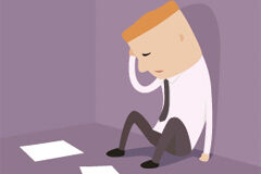 Los daños causados por el trabajador a la empresa ¿pueden ser le reclamados? Dibujo de un hombre sentado en el suelo cabizbajo