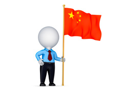 Un muñequito sosteniendo la bandera de china