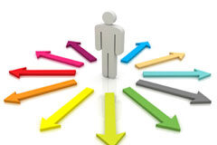 Primeras conclusiones tras la aplicación práctica de la reciente Reforma Laboral Un muñequito rodeado de flechas de colores