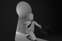 El empresario a merced de las empresas de prevención de riesgos laborales Un muñequito blanco con un maletín.