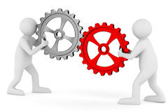 ¿Cuándo tienen efecto las fusiones y escisiones? Desde la fecha del asiento de presentación (STS 21/05/2012) Dos muñequitos con ruedas dentadas